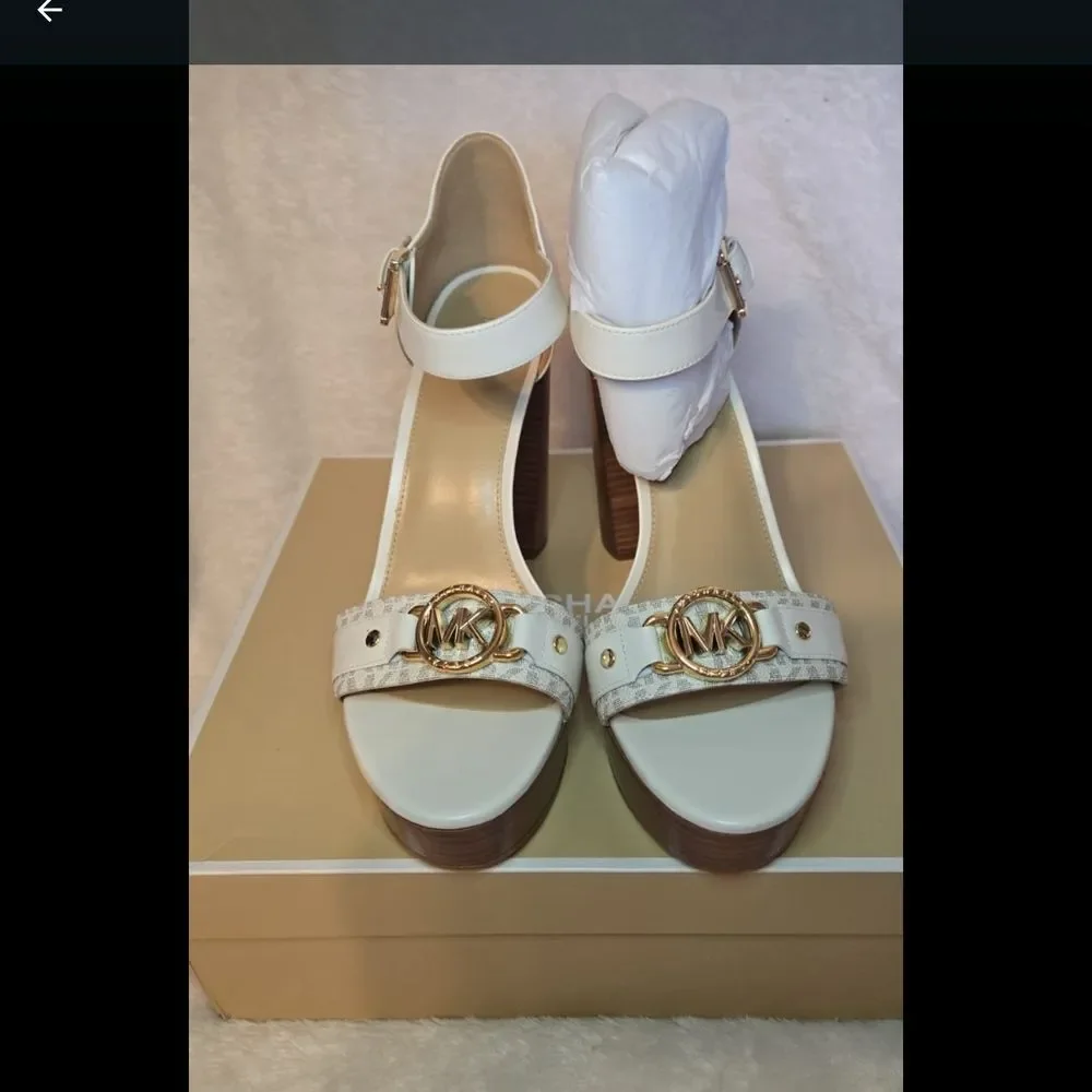 Michael Kors White Women's Heeled Sandals,platforms NWB, Gorgous!